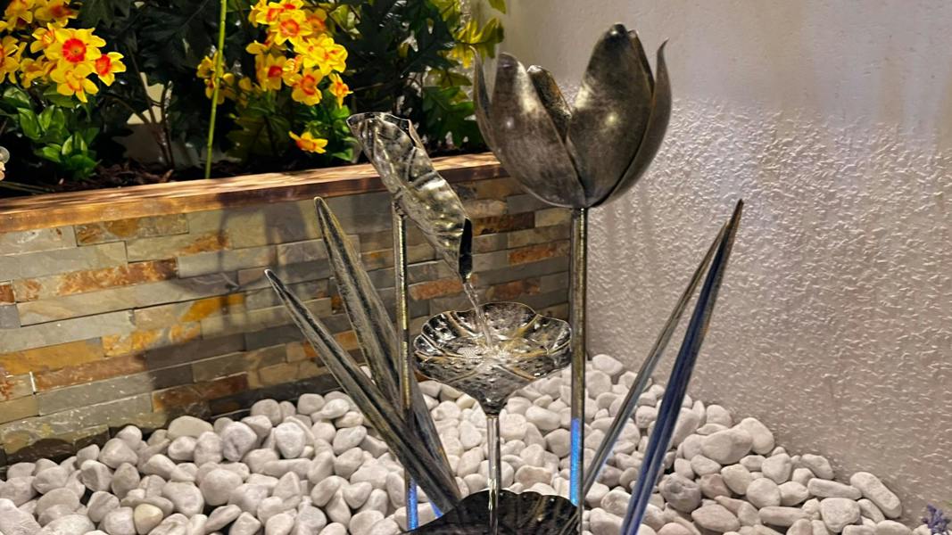 Tranquillity Water Features Small Flower Modern Metal Water Feature