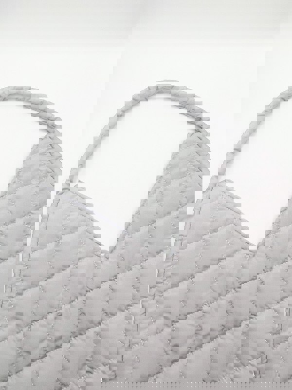 SVNX Soft quilted shoulder bag in pearl grey