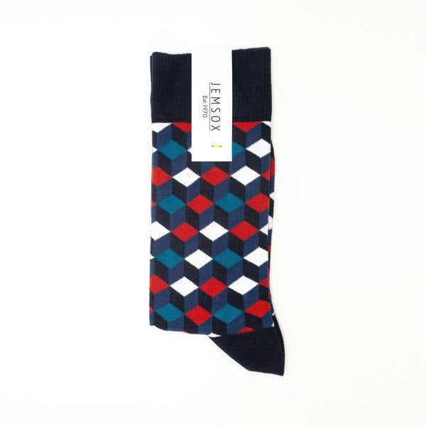 Jemsox Box Geo Print Mens Socks – Organic Cotton Crew
