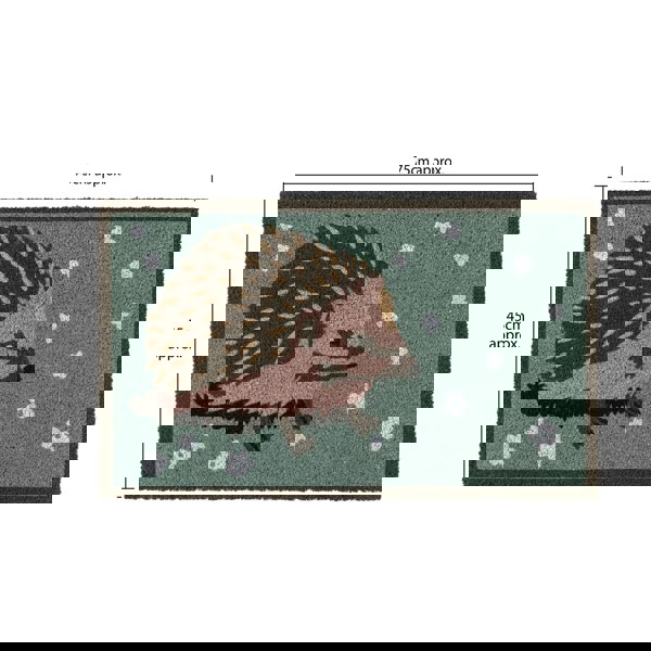 JVL Eco-Friendly Latex Backed Coir Entrance Doormat, 45x75cm - Hedgehog