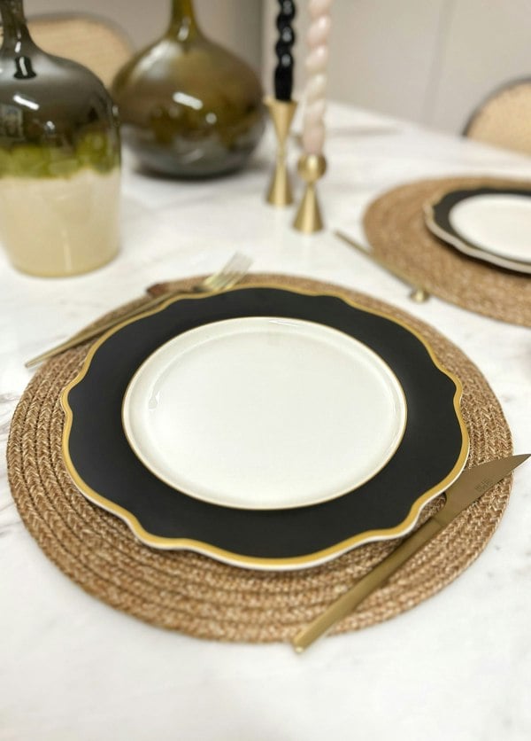 Rozi Jaswely Collection Porcelain Side Plates, Set of 6 (Black)