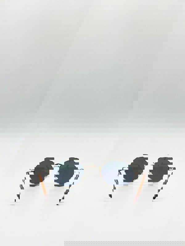 SVNX Metal Frame Round Sunglasses with Mirror Lenses