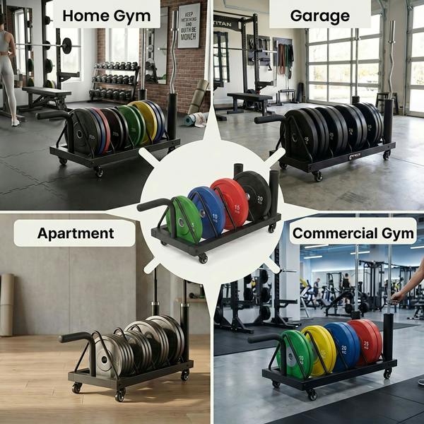 Centra Weight Plate Rack with 4 Plate Slots Wheels Horizontal Barbell Storage