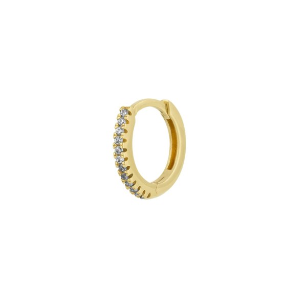 Spero London Fine Classic Pave Hoop Single Earring 14ct Solid Gold