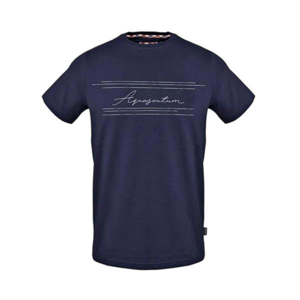 Aquascutum Mens Signature Crew Neck T-Shirt - Navy - 