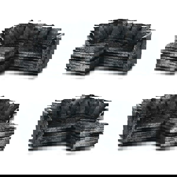 Dylan Crushed Velvet 4 Seater Fabric Corner Sofa in Black