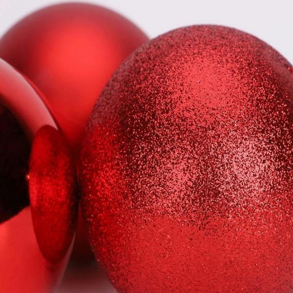 Shatchi 15cm Christmas Baubles Shatterproof Red Tree Decorations, 3 Pack for Festive Indoor and Outdoor Display