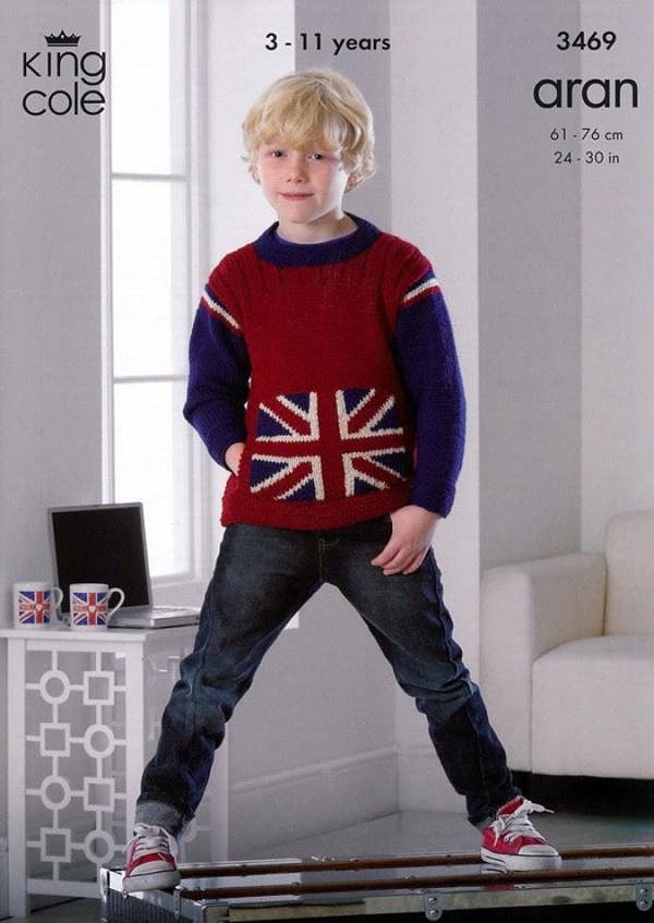 King Cole Big Value Knitting Pattern 3469, Jackets, Sweaters for Kids, 3 - 11 Years - Advanced