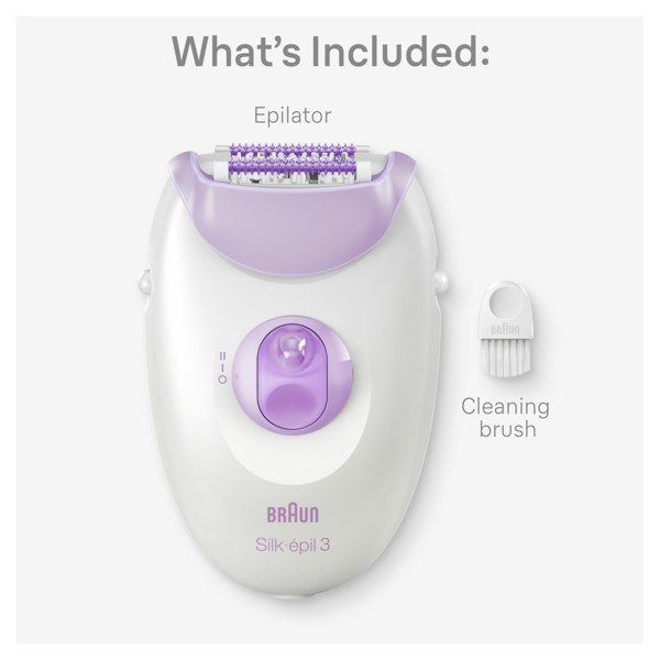 Braun Silk-epil 3, Corded Epilator For Hair Removal, Weeks Of Smooth Skin, 3-000 - Purple