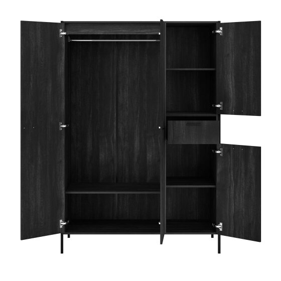 Wyld Haus Ireland Black Wood Effect 3 Door Wardrobe 1 Drawer