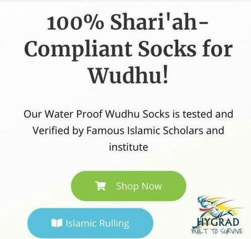 HYGRAD BUILT TO SURVIVE HYGRAD Waterproof Outdoor Socks Muslim Prayer Wudhu Socks Sharia Compliant UK