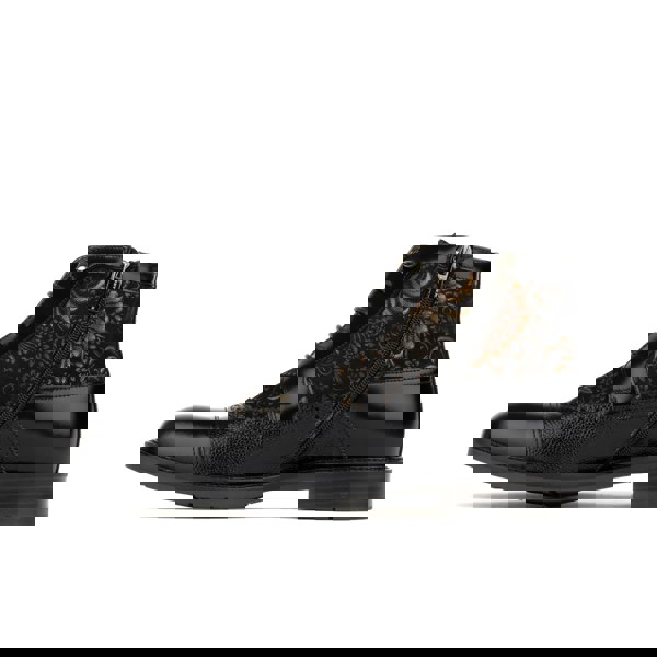 Embassy London Charles - Black & Gold - Men's toe cap dressy leather boot with zip and broguing