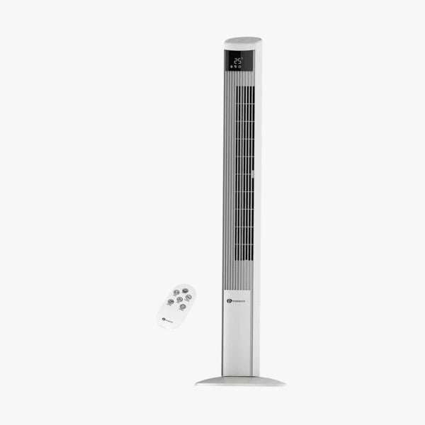 PureMate 47-Inch DC Motor Tower Fan with Air Purifier, Oscillating Cooling Fan with 12 Speeds  & SLEEP & ECO Mode - White