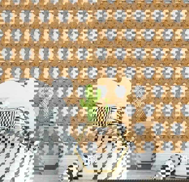 ANYHOUZ 10pcs Orange Vinyl Wall Tile Textured Brick Pattern 3D Waterproof