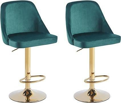 HYGRAD BUILT TO SURVIVE Adjustable Velvet Swivel Bar Stools – Set of 2 | HYGRAD®