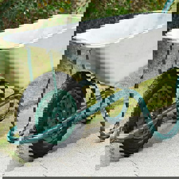 Gr8 Garden Heavy Duty Wheelbarrow 85L Litre Galvanised Steel Outdoor Wheel Barrow Pneumatic