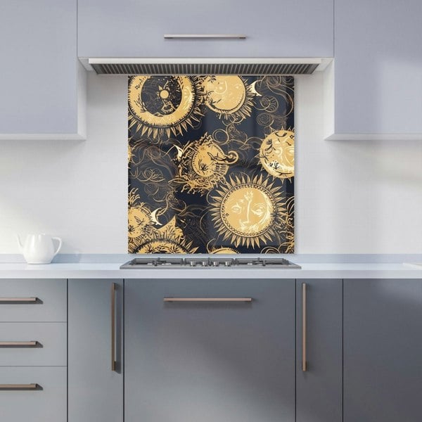 Warren Reed - Designer Moon and Sun Gold Blue Kitchen Splashback