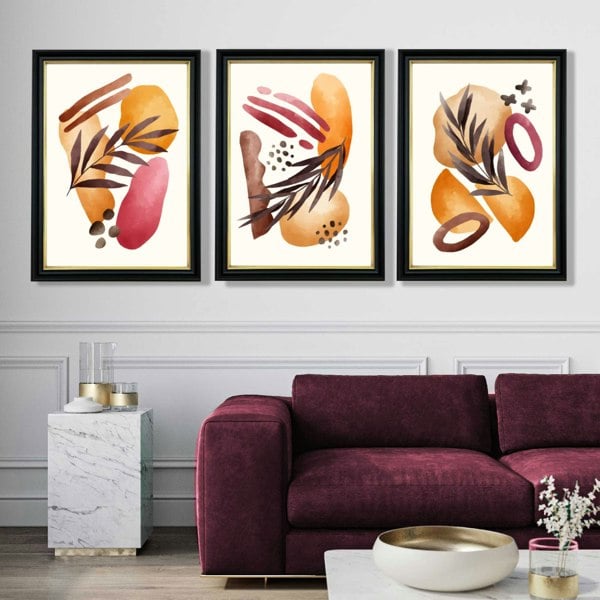 Abstract Autumn Tropical |  Black and Gold Frames