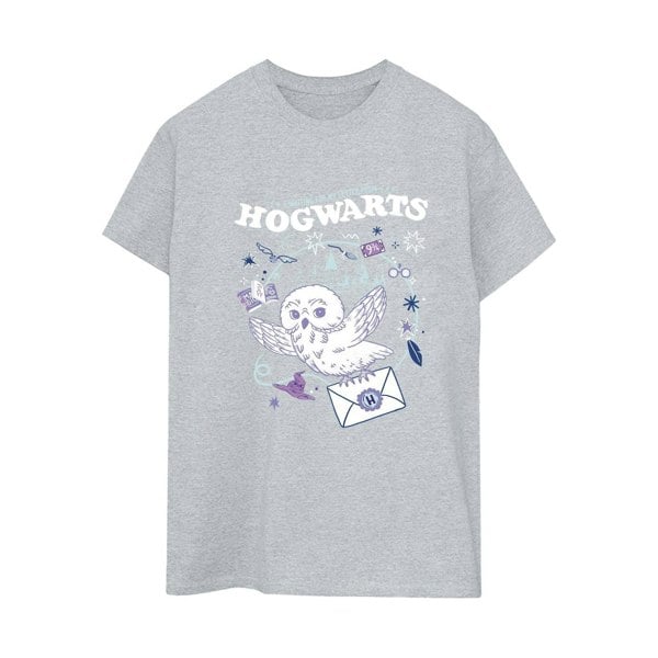 Harry Potter Womens Owl Letter From Hogwarts Cotton Boyfriend T-Shirt - Sports Grey