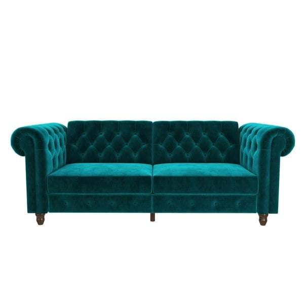 Dorel Home Felix Chesterfield Sofa Bed in Velvet Teal