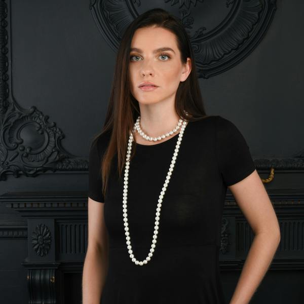 Zavana 55-inch Long Stylish Pearl Necklace for Women with White Shell Pearls