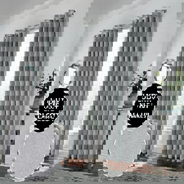 Enhanced Living Grey 100% Blackout Luxury Supersoft Velvet Thermal Eyelet Curtains for Living Room & Bedrooms