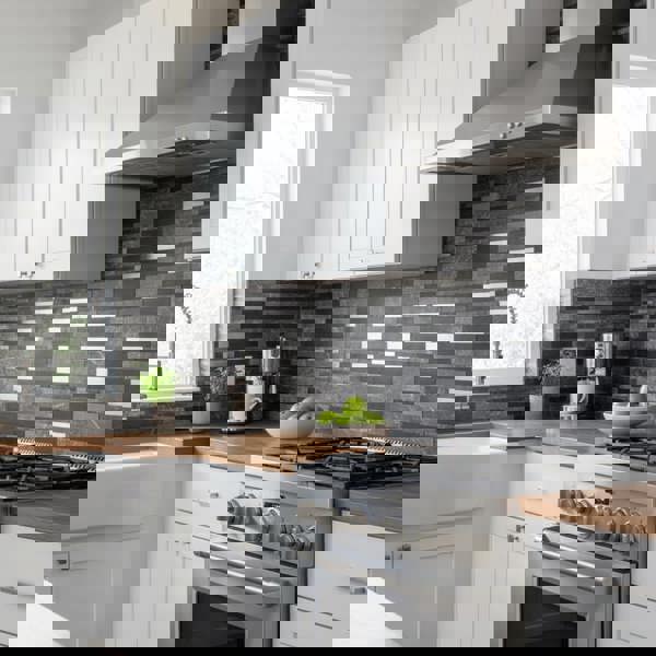 Panel Haus Self Adhesive Wall Tiles - Slate, Black and Chrome 30cm x 30cm (10 pack)