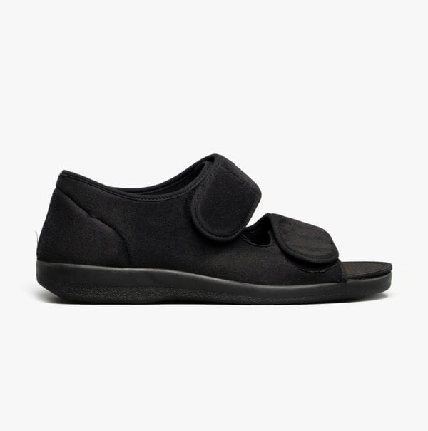 GBS Med BROMPTON Unisex Wide Fit Slippers Black