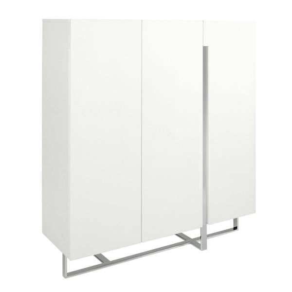 Angel Cerdá White Wood and Chrome-plated Steel Tall Sideboard 3053
