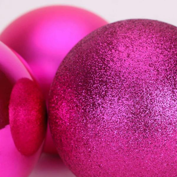Shatchi 15cm Christmas Baubles Set, Shatterproof Pink Tree Decorations with Glitter, Matte and Shiny Finish