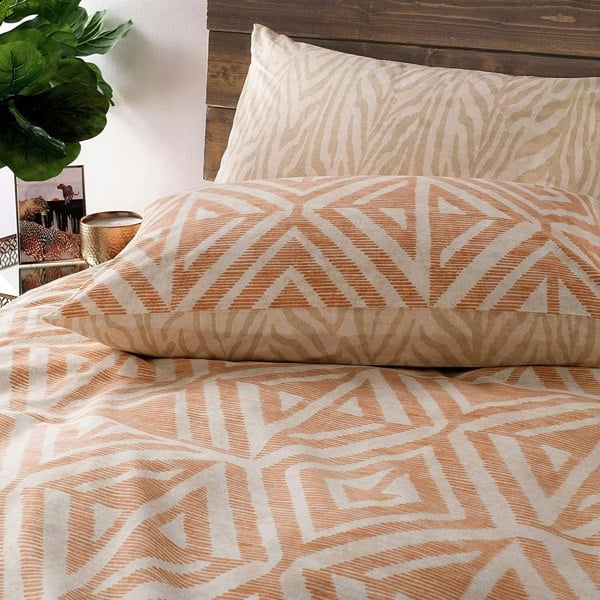 Furn Tanza Global Geometric Duvet Cover Set - Terracotta