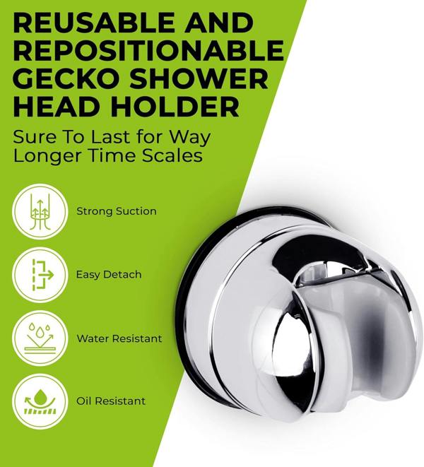 Blue Canyon Shower Head Holder Bracket - Chrome - Suction cup no screws