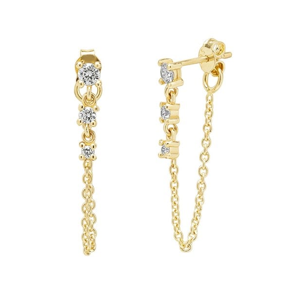 Spero London Fine Diamond Linked Tennis Earrings in 14ct Solid Gold