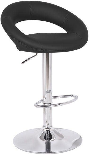 Lamboro Sorrento Real Leather Kitchen and Breakfast Bar Stool, Height Adjustable Swivel Gas Lift, Black
