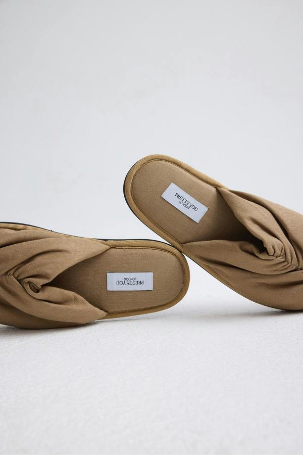 Pretty You London Linen Mule In Overland Trek