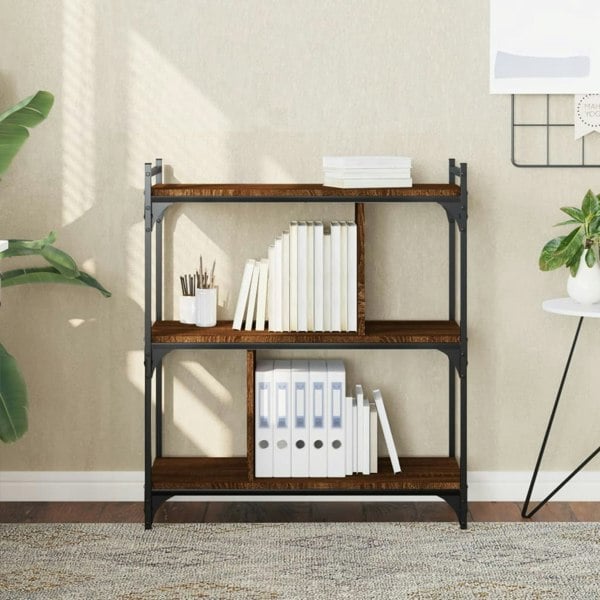 Berkfield Bookcase 3-Tier Brown Oak 76x32x88 cm Engineered Wood