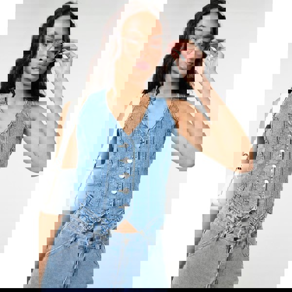 Pink Vanilla Denim Fitted Waistcoat