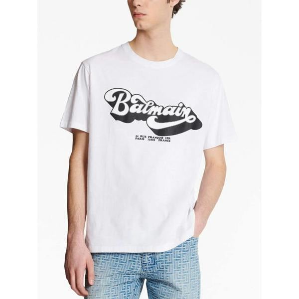 Balmain 70s Logo Print T-Shirt   in  Black