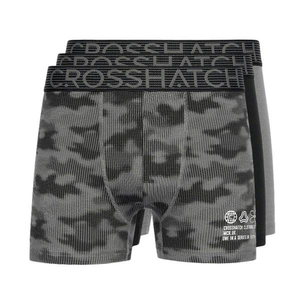 Crosshatch Mens Buzzard Boxer Shorts (Pack of 5) - Black/Grey - 