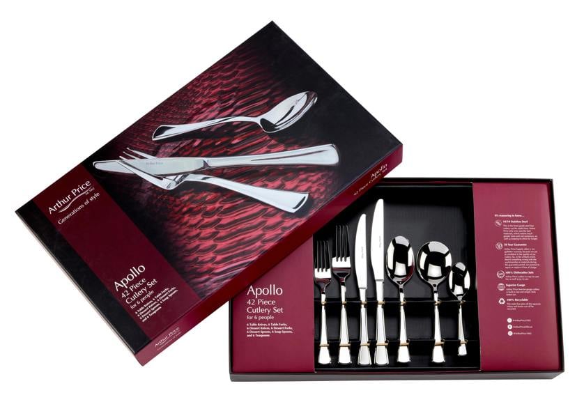 Arthur Price 'Apollo' Stainless Steel 42 Piece 6 Person Gift Boxed Cutlery Set