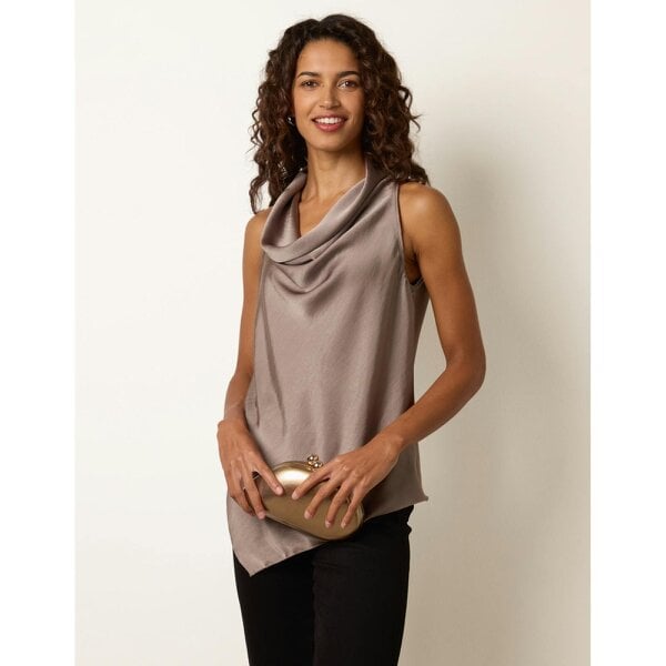 Blue Vanilla Sleeveless Draped Cowl Neck Top