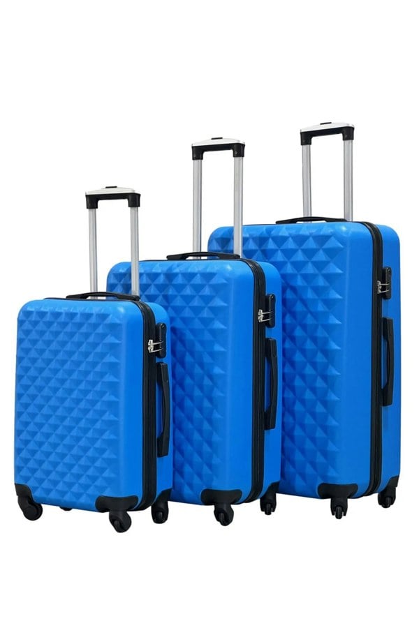 Groundlevel 3pc ABS 4 Wheel Diamond Luggage Set