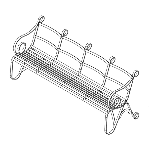 Norfolk Garden Furniture The 4 Seater Curved-Back Bench