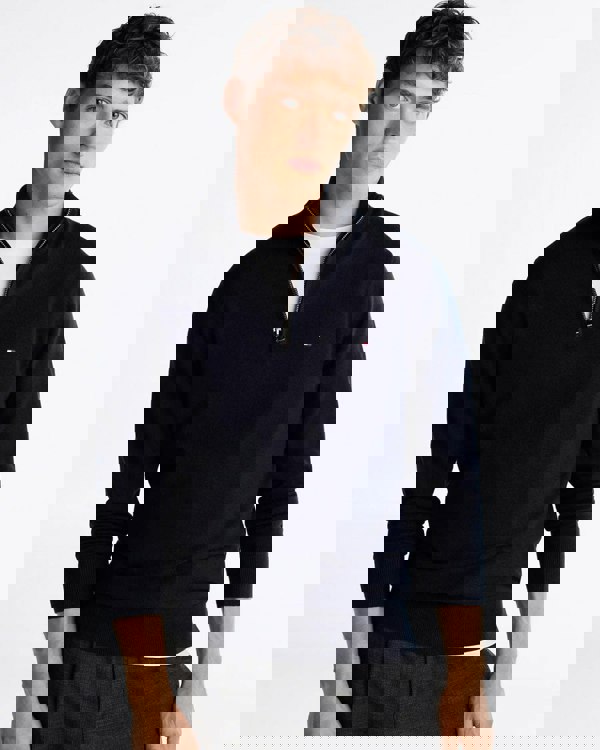 Tommy Hilfiger Organic Cotton Cashmere Mens Zip-Mock Sweater - Desert Sky - CHO - Designer Mens Sweatshirts