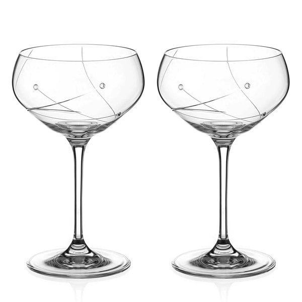 Diamante Angelina Champagne Saucers Adorned with Swarovski Crystals - Set of 2