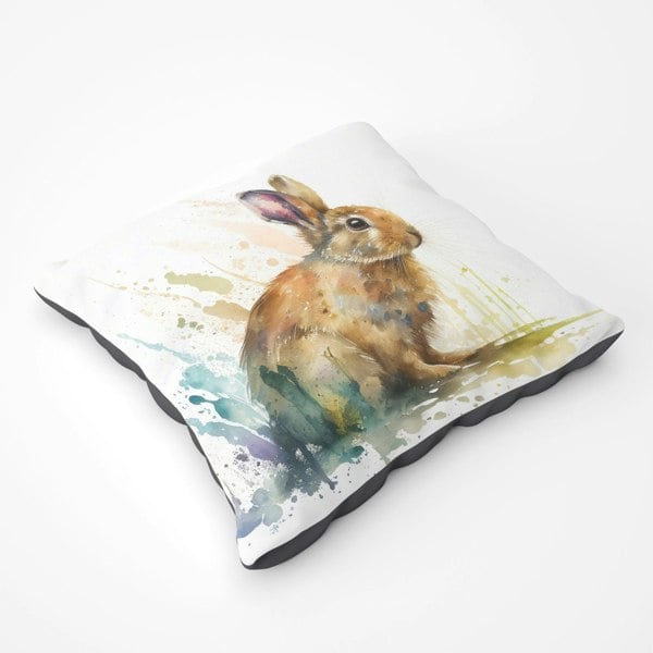 Warren Reed Rabbit Splash Watercolour Floor Cushion