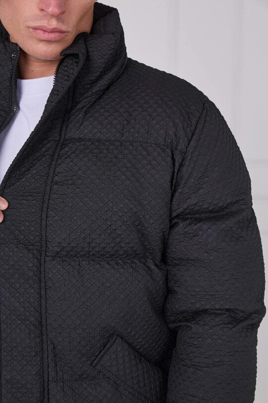 Quilted Puffer Jacket – Zip & Button Fasten