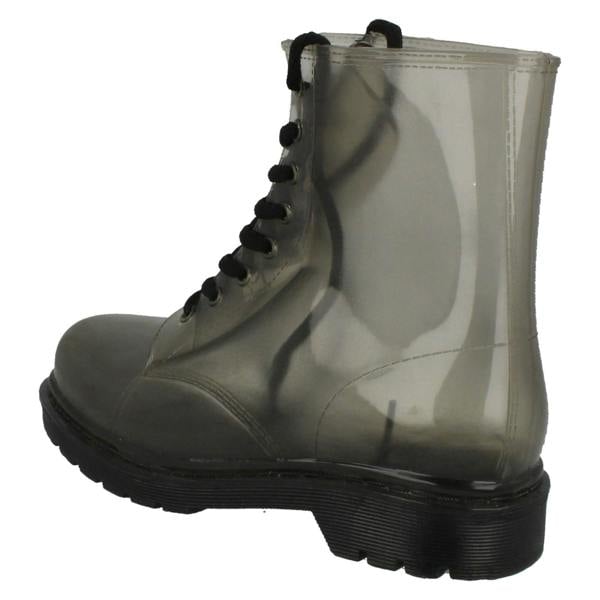 Spot On Ladies Spot On Chunky Heel Transparent Boots