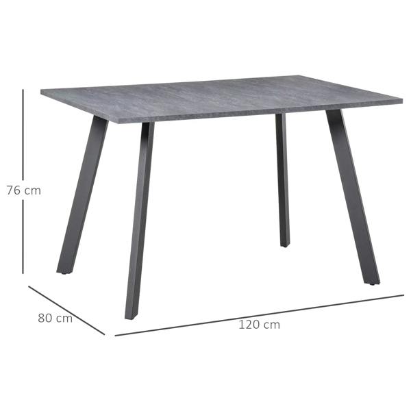 Charcoal grey rectangular table with tapered metal legs, 120 x 80 cm top