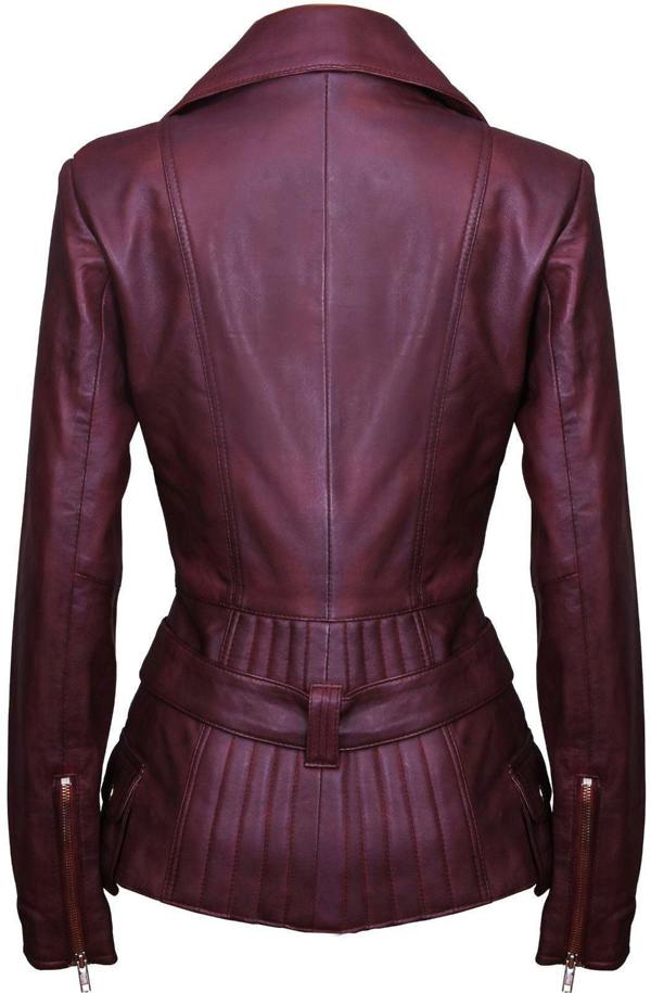 Infinity Leather Womens Long Leather Biker Jacket-Quito